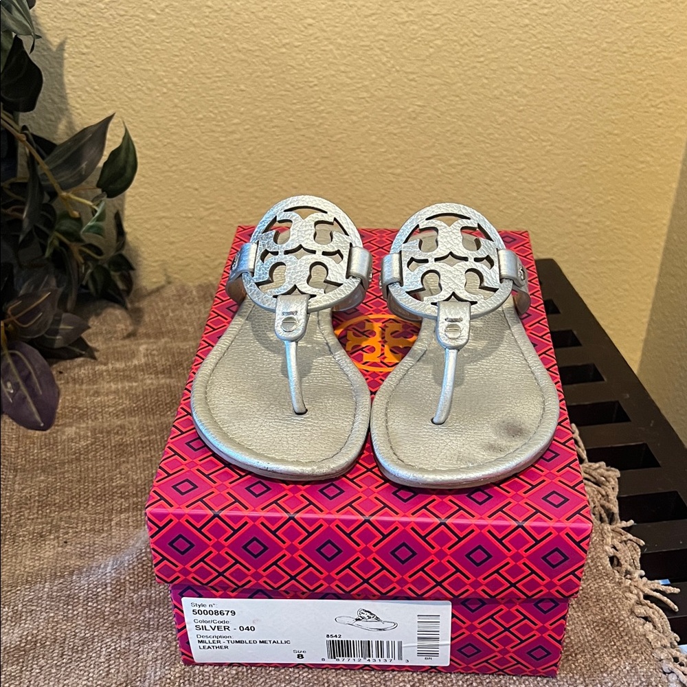 Tory Burch Silver Metallic Sandals